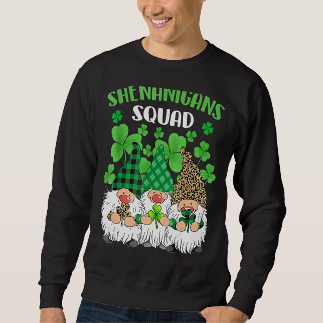 Shenanigans Squad St patricks day Gnomes Grönt Pro Lång Ärmad Tröja (Framsida)