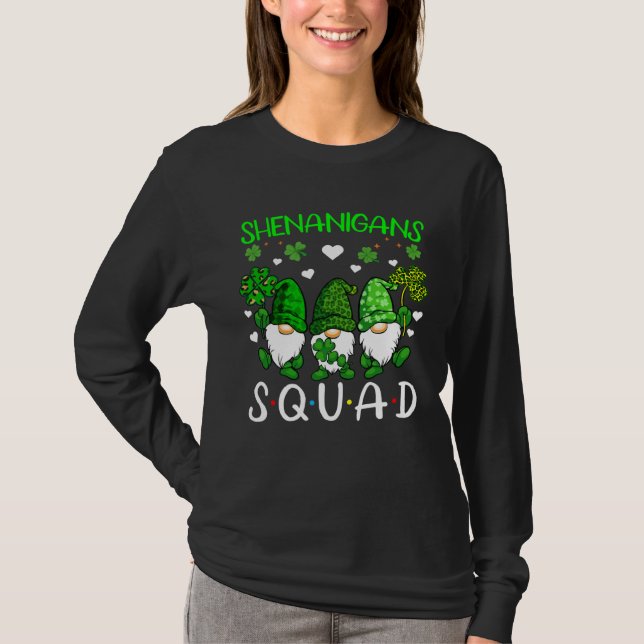 Shenanigans Squad St Patricks Day Green Gnomes Iri T Shirt (Framsida)