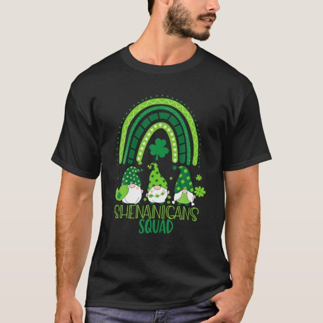 Shenanigans Squad St patricks day Rainbow Gnomes G T Shirt (Framsida)