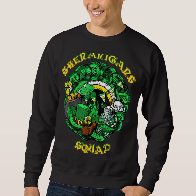 Shenanigans Squad St patrick's day Rainbow Shamroc Lång Ärmad Tröja (Framsida)