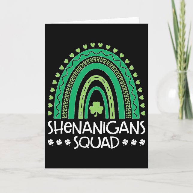 Shenanigans Squad St Patrick's Day Regnbåge Shamro Kort (Framsida)