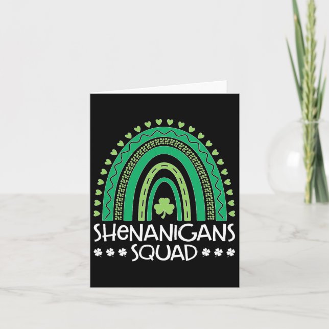 Shenanigans Squad St Patrick's Day Regnbåge Shamro Kort (Framsida)