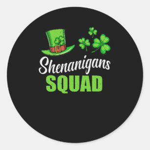 Shenanigans Squad St patricks day Shamrock Irish Runt Klistermärke