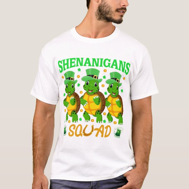 Shenanigans Squad St. Patricks Day Söt Sköldpadda T Shirt (Framsida)