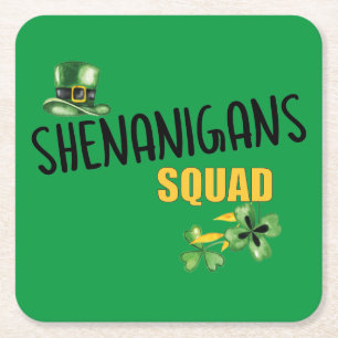 Shenanigans Squad, St. Patrick's Day Team Underlägg Papper Kvadrat