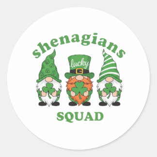 Shenanigans Squad St. Patrick's Day Tomtar Rund S Runt Klistermärke