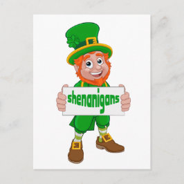 Shenanigans St. Patrick's Day Leprechaun St Pattys Vykort