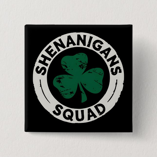 Shenanigans-styrkan St Patricks Day Shamrock Knapp (Framsida)