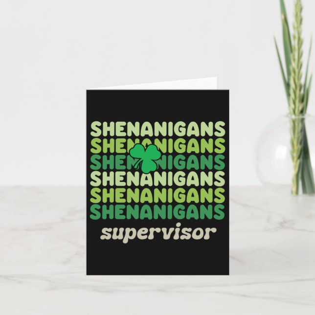Shenanigans Supervisor Funny St patricks day Shamr Kort (Framsida)