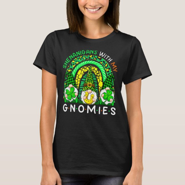 Shenanigans with my Gnomies Rainbow Leopard St Pat T Shirt (Framsida)