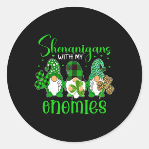 Shenanigans with my Gnomies Shamrock Lycklig St Pa Runt Klistermärke