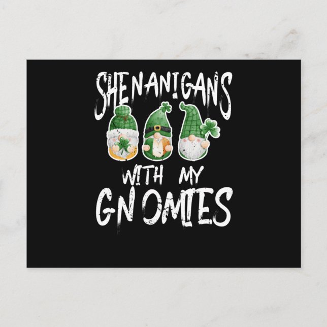Shenanigans With My Gnomies St. Patrick's Day Gnom Vykort (Framsida)