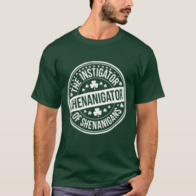 Shenanigator St. Patricks Day Rolig Irisk Shamrock T Shirt (Framsida)