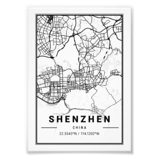 Shenzhen - China - China Light City Karta Fototryck
