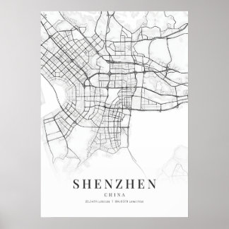 Shenzhen City Karta Poster