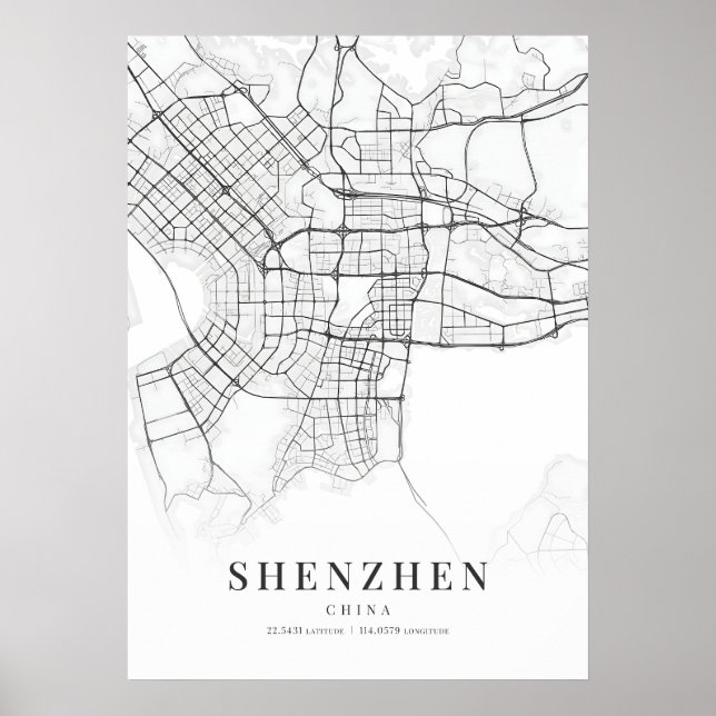 Shenzhen City Karta Poster (Framsidan)