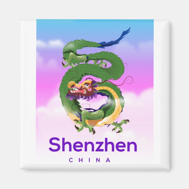 Shenzhen Kina Drakon resemapposters Magnet (Framsidan)