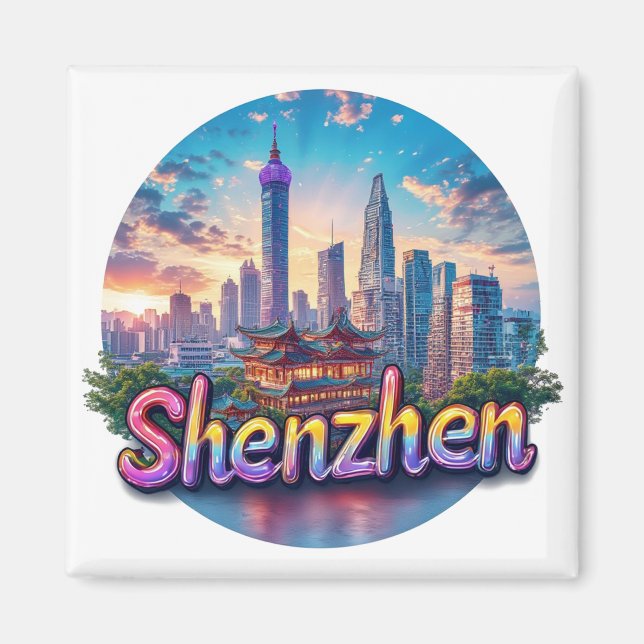 Shenzhen Kina Stad Resa Present Minne 🗺️ Magnet (Framsidan)