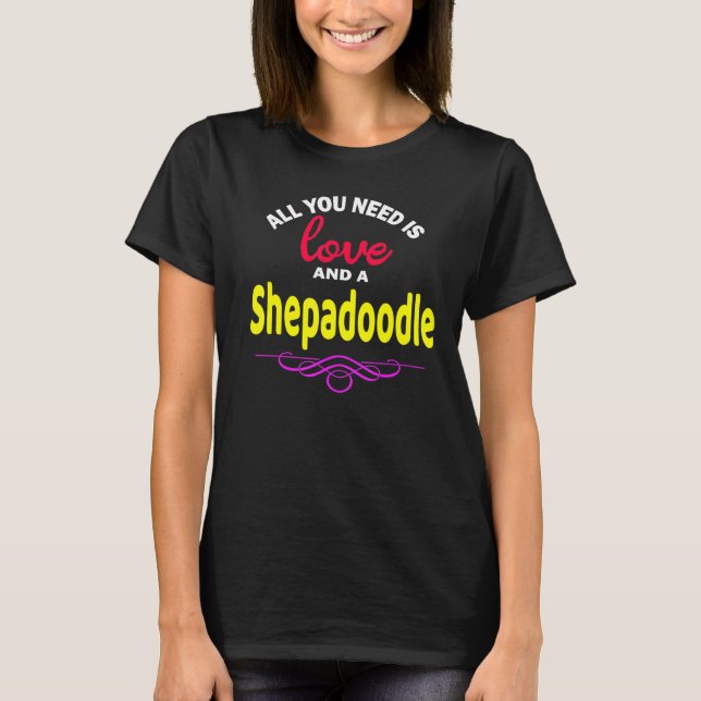 Shepadoodle Hund Kärlek Pudel German Shepherd Hund T Shirt (Framsida)