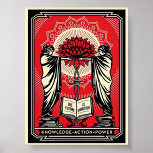 Shepard Fairey Skärm Skriv ut kunskapsaktionen Red Poster