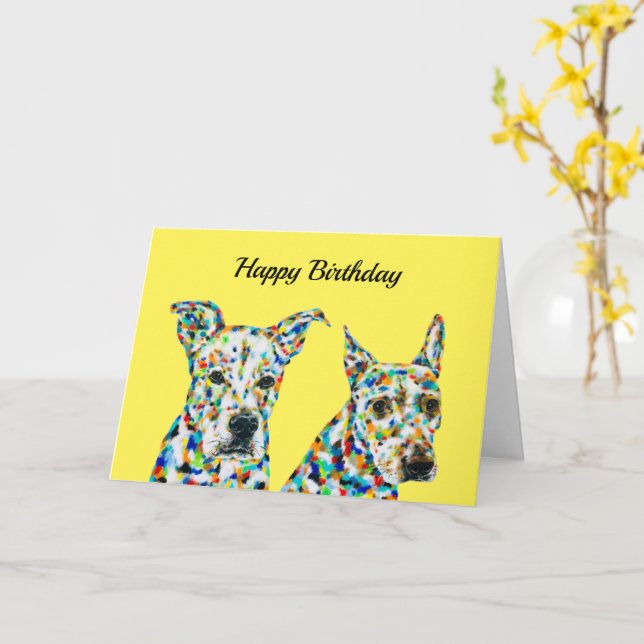 Shephard Shar pei & Pitbull Lab Mix Birthday Card Kort (Gul blomma)