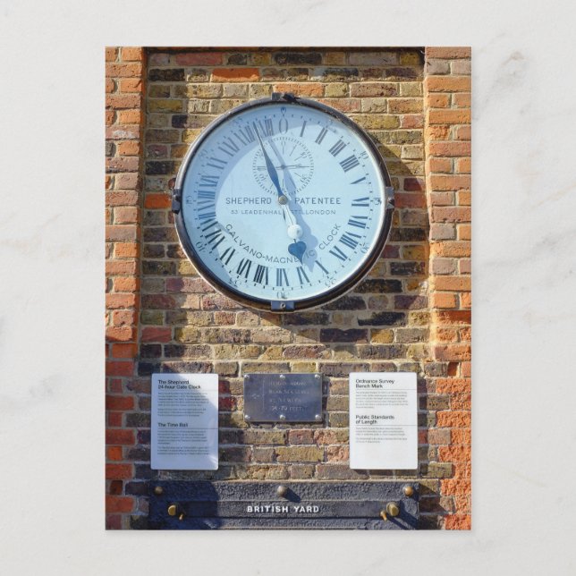 Shepherd 24 hr Grind Clock, Greenwich Postcard Vykort (Framsida)