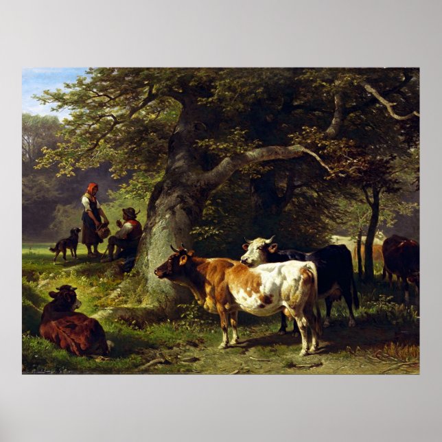 Shepherd and Cow Herd at Pond Poster (Framsidan)