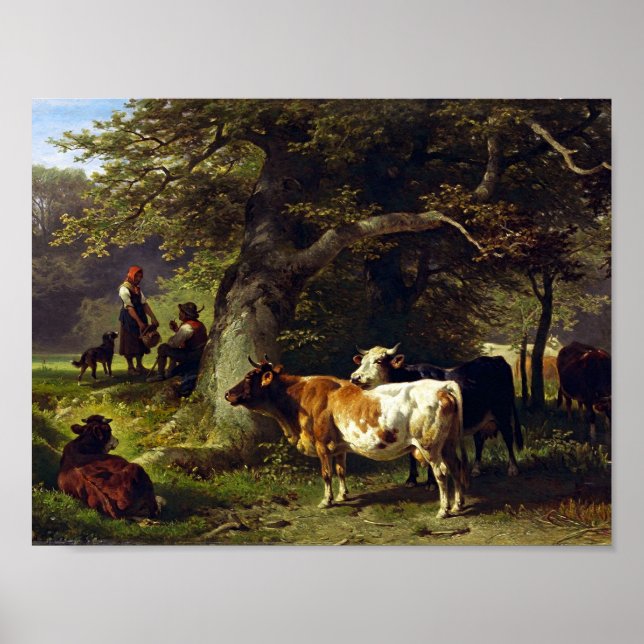 Shepherd and Cow Herd at Pond Poster (Framsidan)