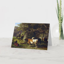 Shepherd and Cow Herd at Pond