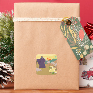 Shepherd and hans Flock Square-märke Fyrkantigt Klistermärke