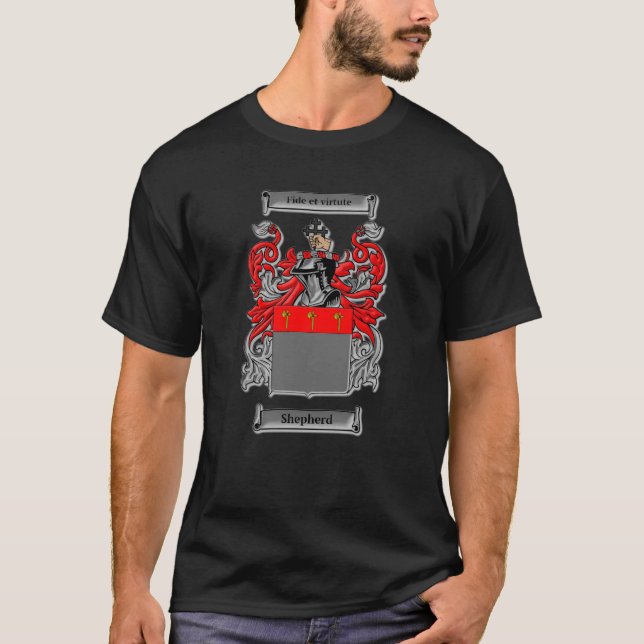 Shepherd Family Crest Jackar av Arm T Shirt (Framsida)