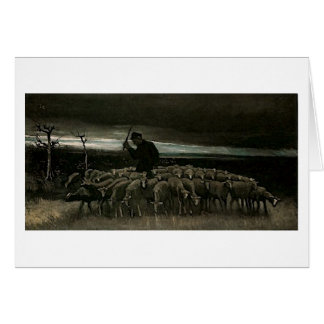 Shepherd, Flock of Sheep Van Gogh Fine Art Hälsningskort