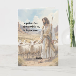 Shepherd goes before them Bible Scripture Helgkort