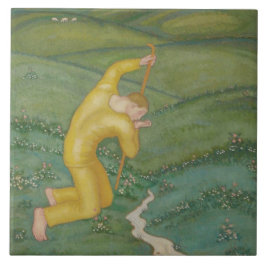 Shepherd in his Fält (av Eugeniusz Zak) Kakelplatta