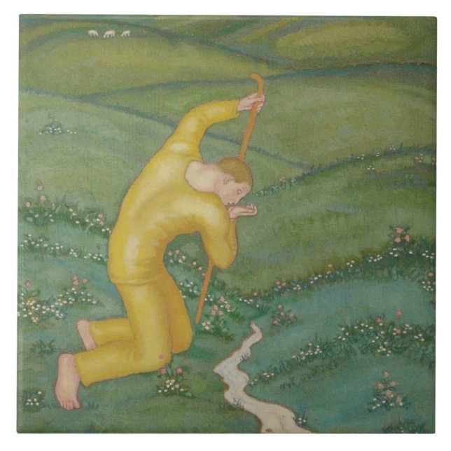 Shepherd in his Fält (av Eugeniusz Zak) Kakelplatta (Framsidan)