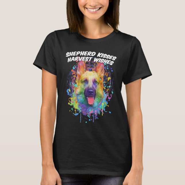 Shepherd Kisses Harvest Önskemål German Shepherd A T Shirt (Framsida)