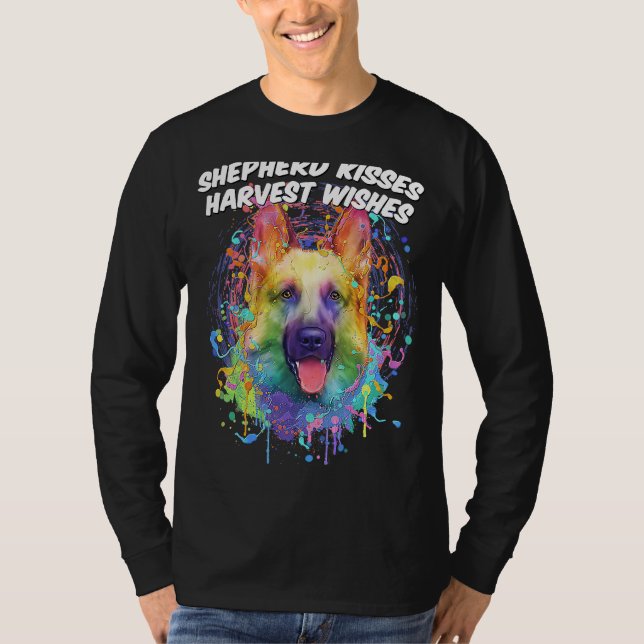 Shepherd Kisses Harvest Wishes German Shepherd Ani T Shirt (Framsida)