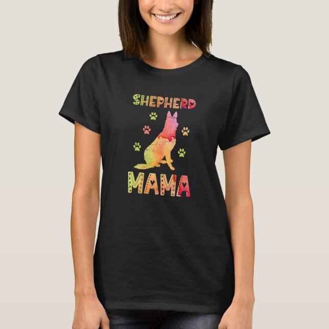 Shepherd Mama Paw Lovers Puppies Dog Owners French T Shirt (Framsida)