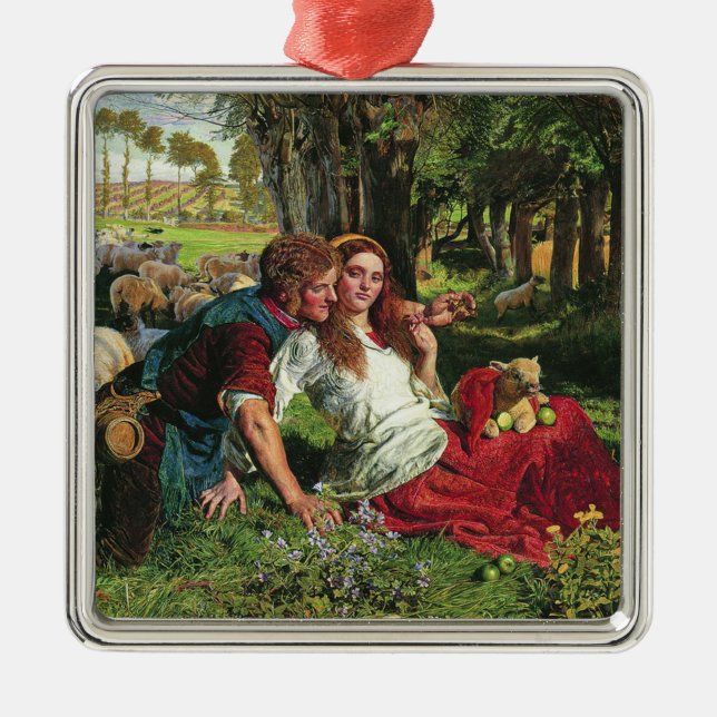 Shepherd och hans flickvän (av Holman Hunt) Julgransprydnad Metall (Framsidan)