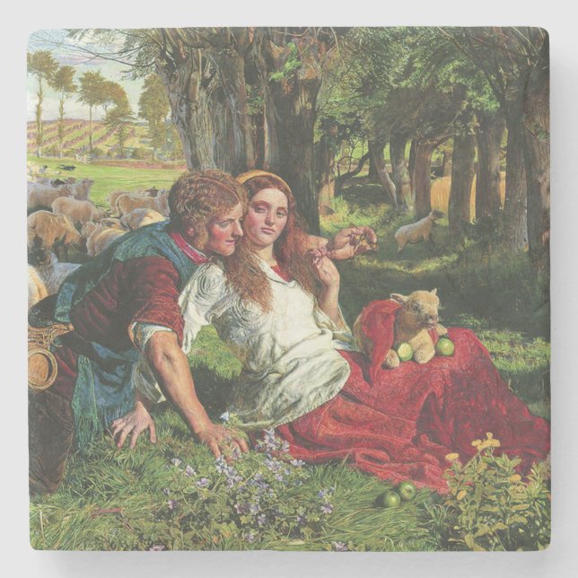 Shepherd och hans flickvän (av Holman Hunt) Stenunderlägg (Framsidan)