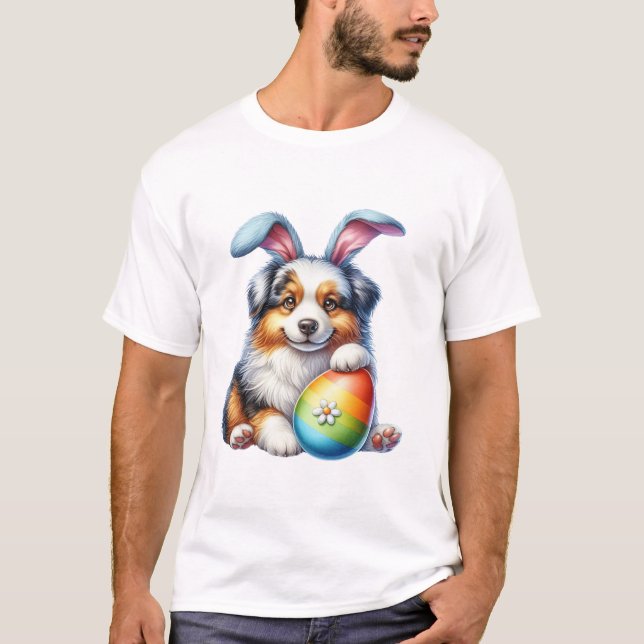Shepherd Påsk Hund T Shirt (Framsida)