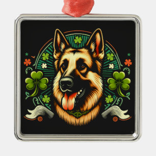 Shepherd St patrick's day Shepherd Hund Gift Julgransprydnad Metall