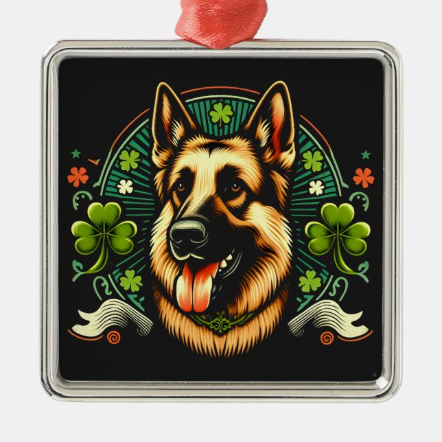 Shepherd St patrick's day Shepherd Hund Gift Julgransprydnad Metall (Framsidan)