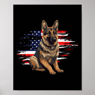 Shepherd USA flagga 4:e juli Hund Fars dag Poster
