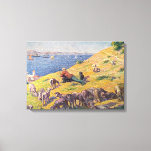 Shepherd Watching the Sea (av Maximilien Luce) Canvastryck