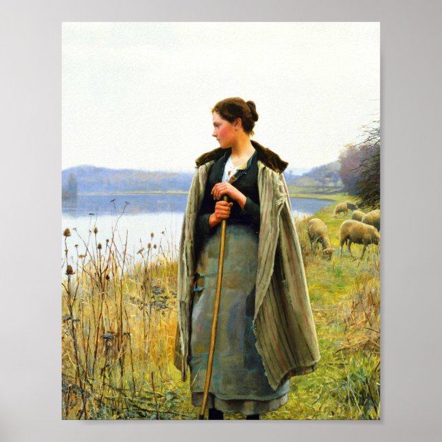Shepherdes Art av Daniel Ridgway Knight Poster (Framsidan)