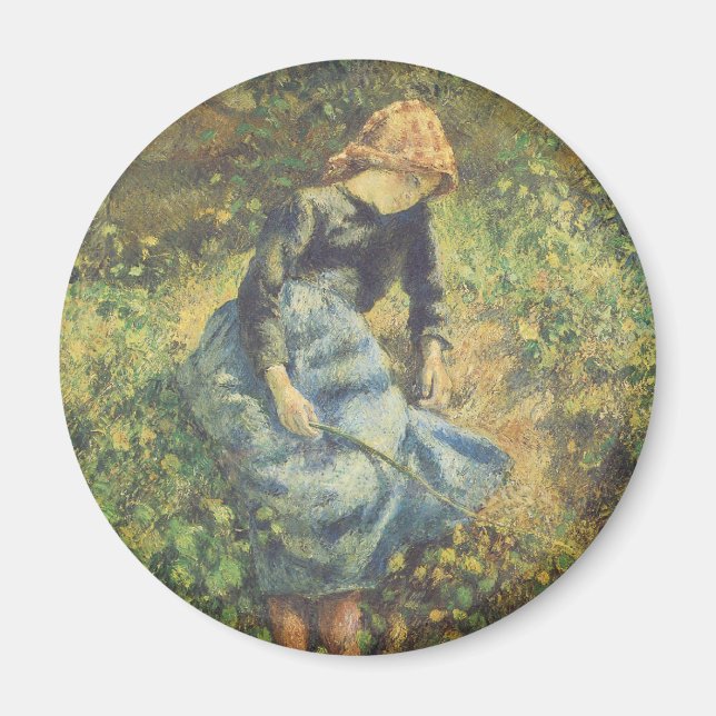 Shepherdes by Camille Pissarro, Vintage Fine Art Magnet (Framsidan)