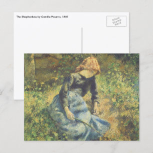 Shepherdes by Camille Pissarro, Vintage Fine Art Vykort
