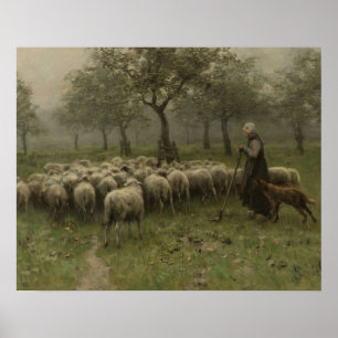 Shepherdes med Flock av får, Anton Mauve Poster