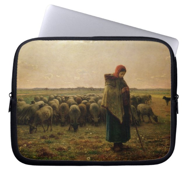 Shepherdes med hennes Flock, 1863 Laptop Fodral (Framsidan)